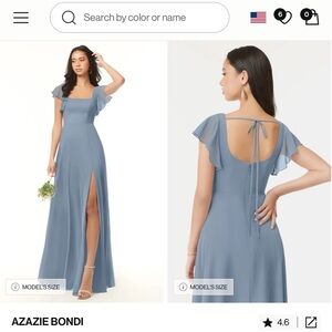 Azazie Bondi Chiffon Dress Dusty Blue